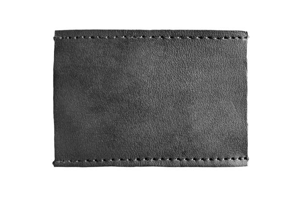 leather label isolated - leather patch label stitch imagens e fotografias de stock