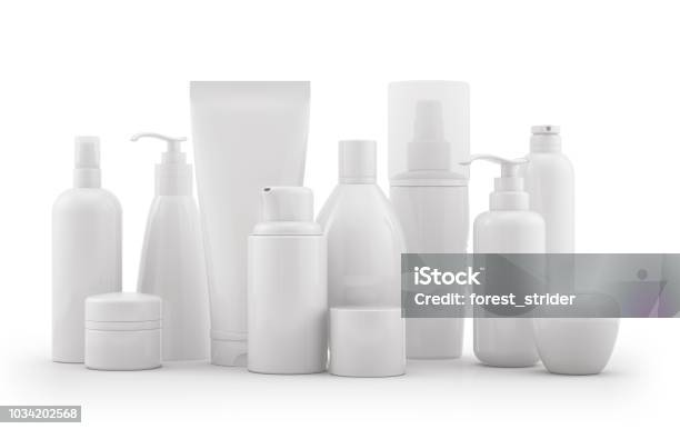 Kosmetik Produkte Mockup Auf Weißem Hintergrund Stockfoto und mehr Bilder von Make-Up - Make-Up, Flasche, Plastikmaterial