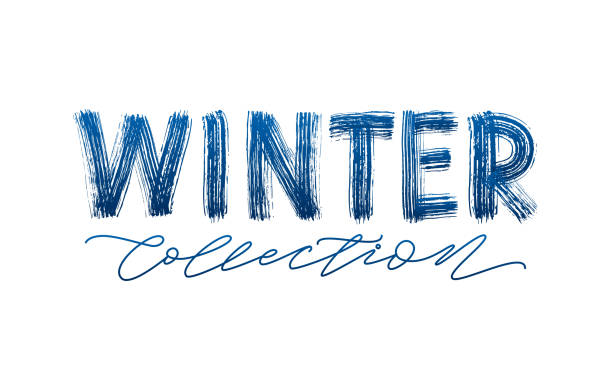 stockillustraties, clipart, cartoons en iconen met winter collectie blauwe tekst op witte achtergrond - dry january