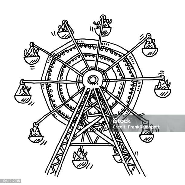 Ferris Wheel Amusement Park Drawing Stock Illustration - Download Image Now - Ferris Wheel, Drawing - Art Product, Amusement Park