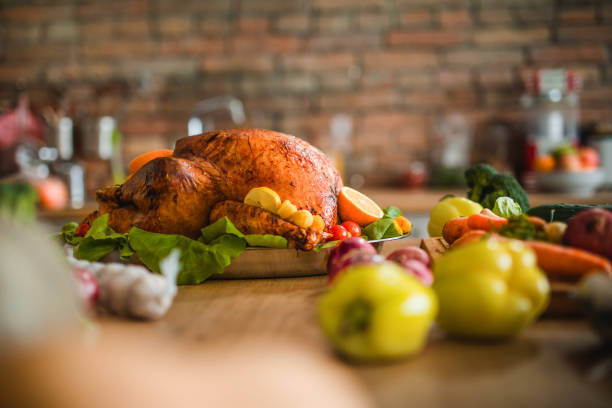 istock Roasted turkey ready for Thanksgiving dinner. 1034212354