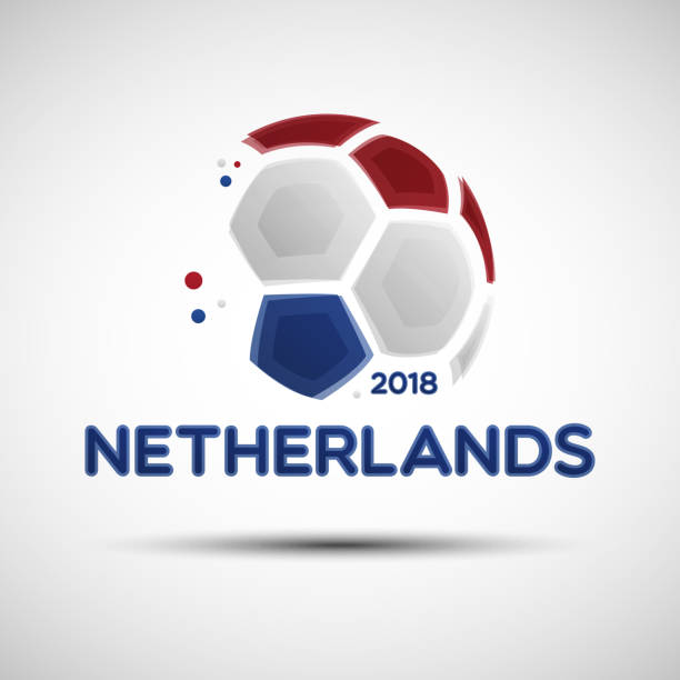 ilustrações de stock, clip art, desenhos animados e ícones de abstract soccer ball with dutch national flag colors - holanda futebol