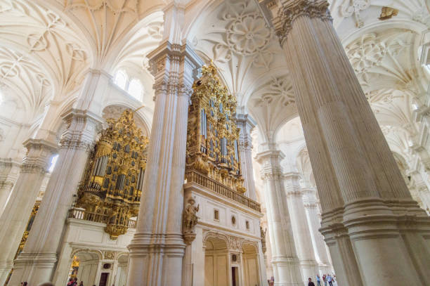 die kathedrale in granada, spanien - nave stock-fotos und bilder