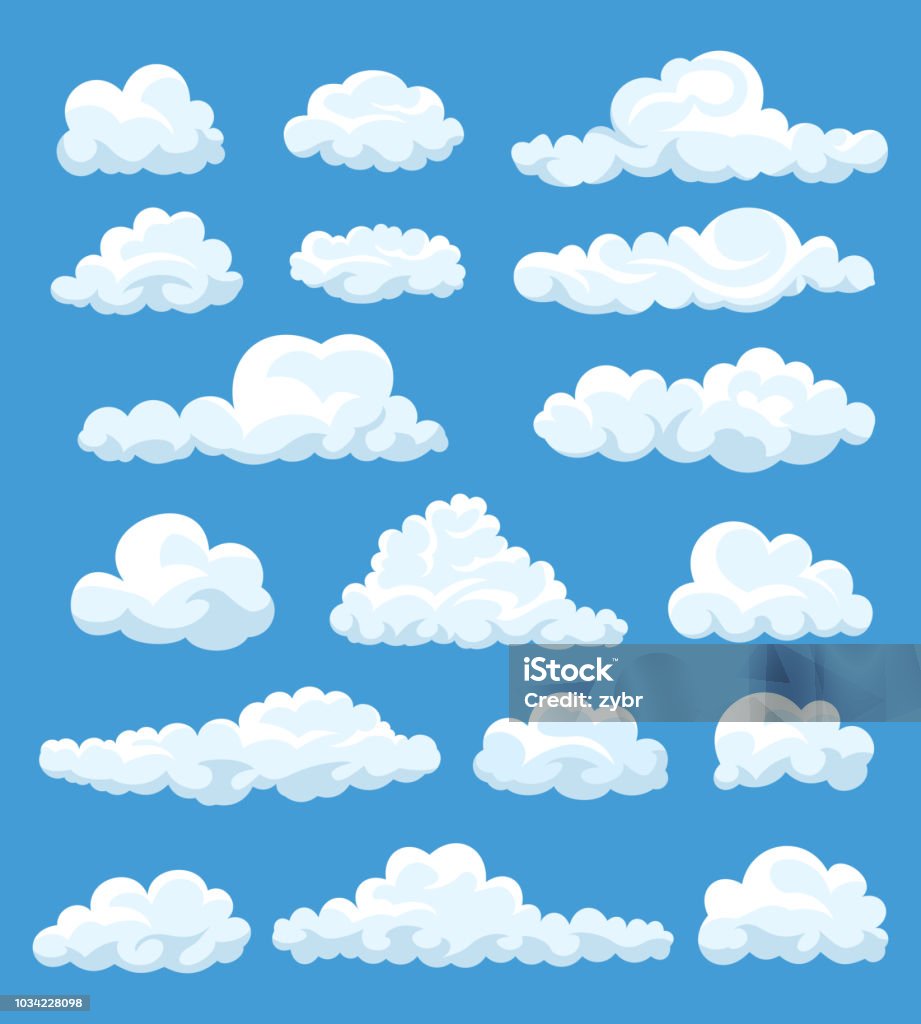 Set of cartoon clouds Big set of vector cartoon clouds. 17 different cloud. Cloud - Sky stock vector