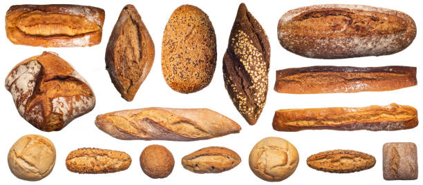 istock Set of various bread loaves isolated on white 1034232778