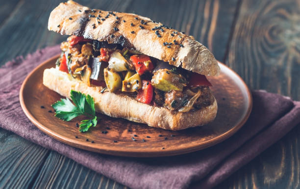 istock Sandwich with ratatouille on the plate 1034239140