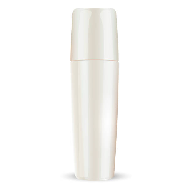 istock Glass or glossy plastic tonic bottle with closed lid. Cosmetics mock up illustration for commercial needs. HQ EPS10 vector. 1034239232