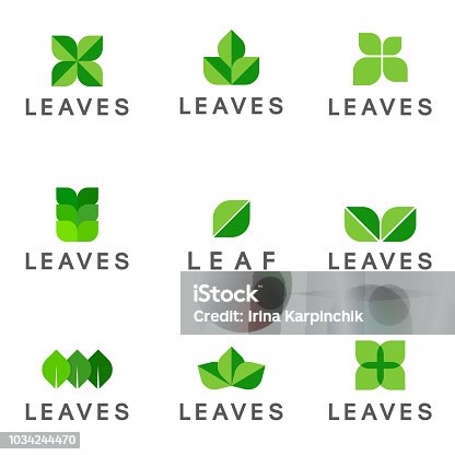 istock Set of vector design template for organic and natural products. Healthy lifestyle and vegan signs 1034244470