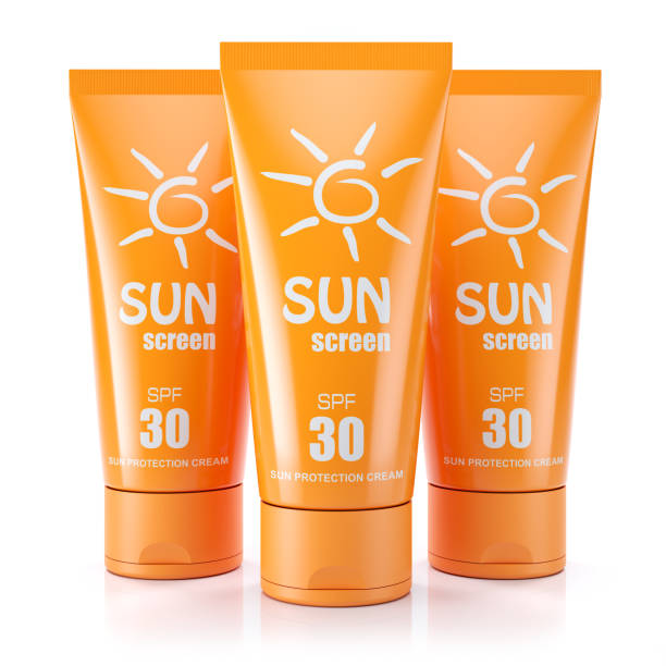istock Group of sunblock creams isolated on white background. 1034249344