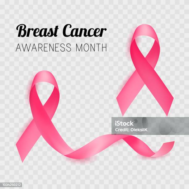 Breast Cancer Awareness Month Pink Ribbon Vector Stock Illustration - Download Image Now - Pink Color, Award Ribbon, Breast Cancer Awareness