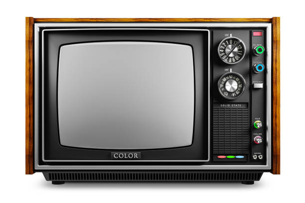 An old TV with a monochrome kinescope An old TV with a monochrome kinescope isolated on white background 3d old television stock pictures, royalty-free photos & images