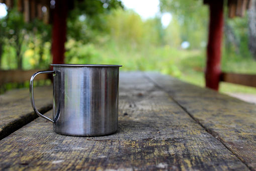 Metal mug. Photo from the hike