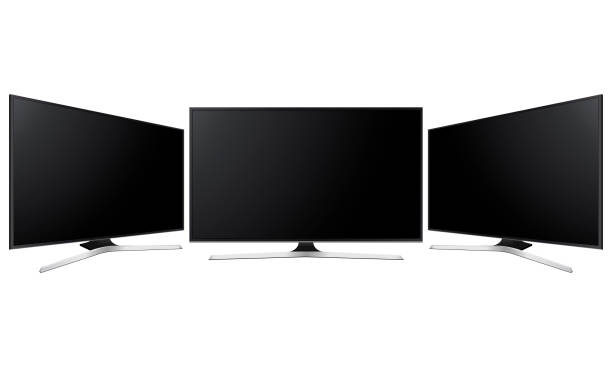 Set of three wide television screens mock up isolated Set of three wide television screens mock up isolated on white background. Vector illustration television set stock illustrations