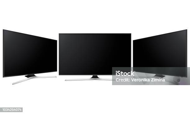 Set Of Three Wide Television Screens Mock Up Isolated Stock Illustration - Download Image Now