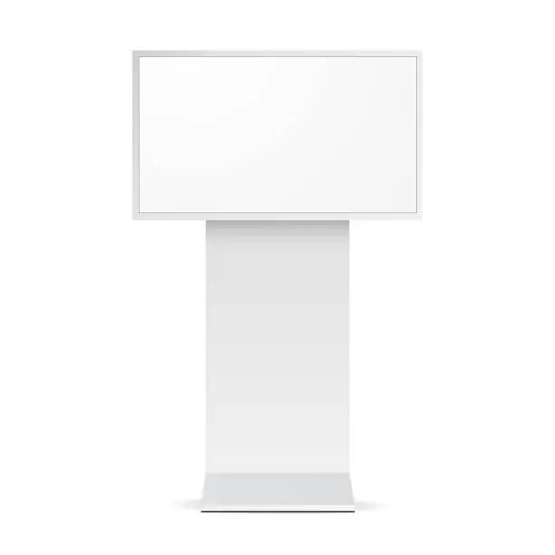 Vector illustration of Digital signage monitor white mockup