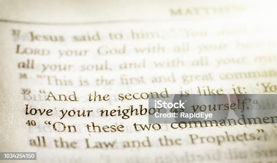 istock Extract from St Matthew's gospel: love your neighbor..." 1034254150
