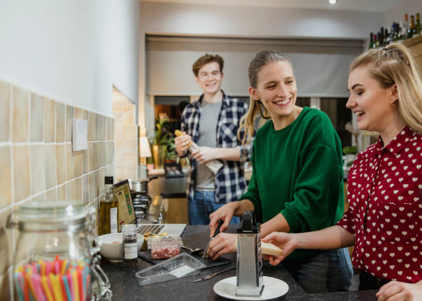 Friends Preparing for a Dinner Party