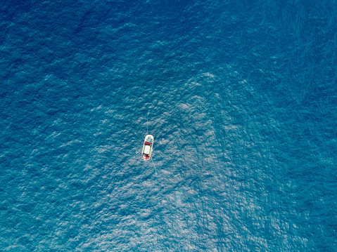 Aerial view of commercial fishing boat