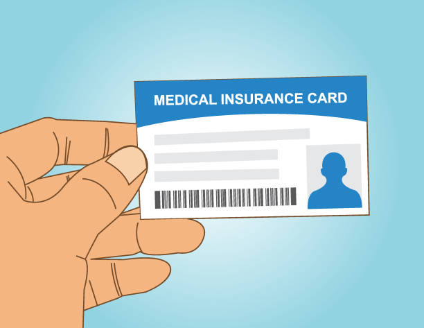 ilustrações de stock, clip art, desenhos animados e ícones de hand holding medical insurance card - health insurance