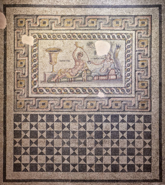 древняя мозаика акратоса и евпроцина. газиантеп - турция - zeugma стоковые фото и изображения