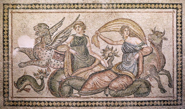 похищение европы древней мозаикой. газиантеп - турция - zeugma стоковые фото и изображения