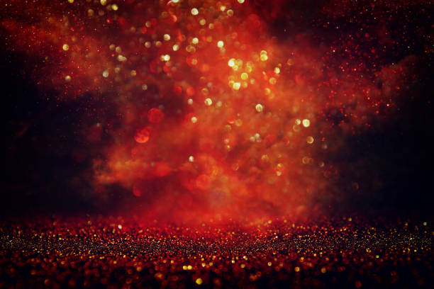 istock Red, black and gold glitter vintage lights background. defocused. 1034269736