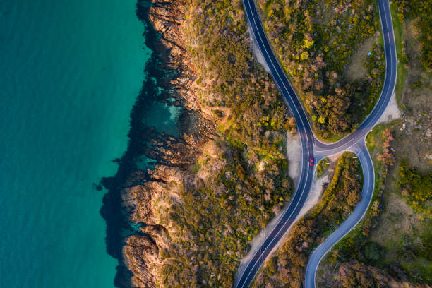 Mount Martha Coastal Road Aerial Aerial photograph of the Mount Martha coastal drive located in the Mornington Peninsula. mornington peninsula photos stock pictures, royalty-free photos & images