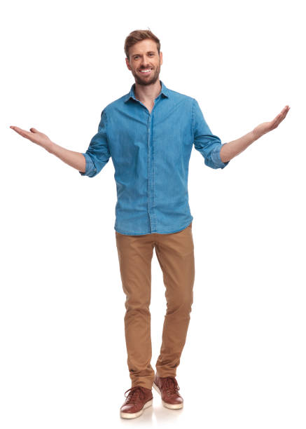 istock happy casual man welcoming on white background 1034283052