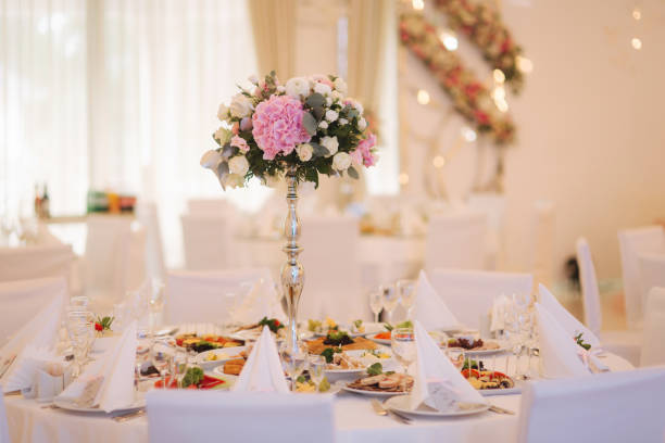 istock Wedding bouquet in restaurant on the table 1034283772
