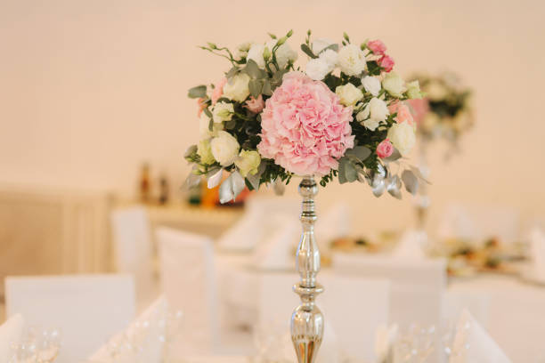 istock Wedding bouquet in restaurant on the table 1034284452