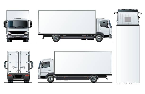 szablon ciężarówki wektora izolowany na białym tle - truck trucking business wheel stock illustrations