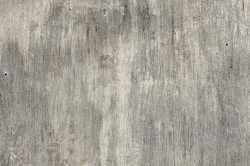 Close-up surface of an aged sheet of plywood, scratched and cracked, texture for background.