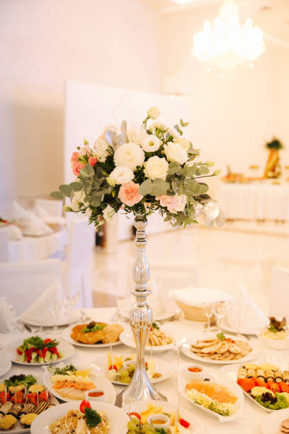 istock Wedding bouquet in restaurant on the table 1034291254
