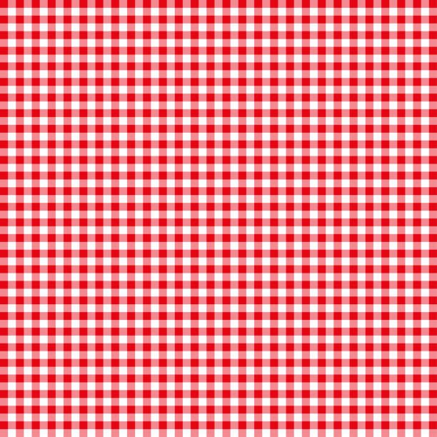 illustrations, cliparts, dessins animés et icônes de patrons de nappes rouge sur le fond - plaid textile red cotton