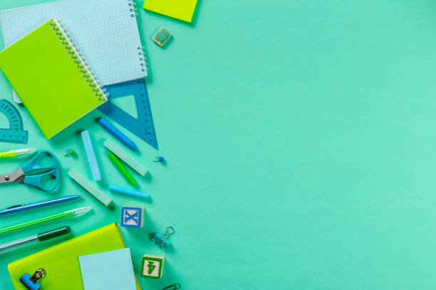 istock School and office supplies. Top view. 1034298730