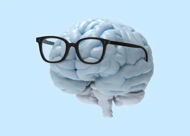 Photo of 3D brain and glasses illustration
