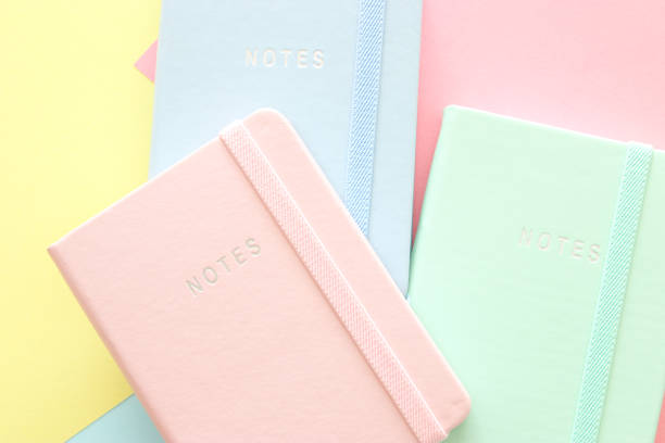 istock Abstract pastel colored paper texture. Minimal geometric shapes and lines. trendy design concept and vintage notebook 1034317954