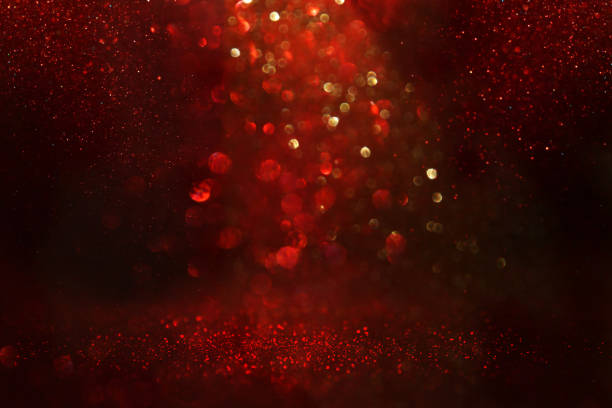 istock Red, black and gold glitter vintage lights background. defocused. 1034318004
