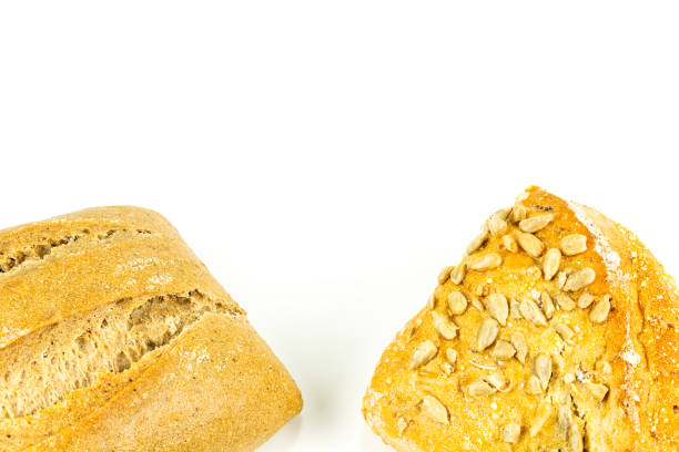 istock two tasty german bread roll with grains and flour on top, two german buns 1034319564