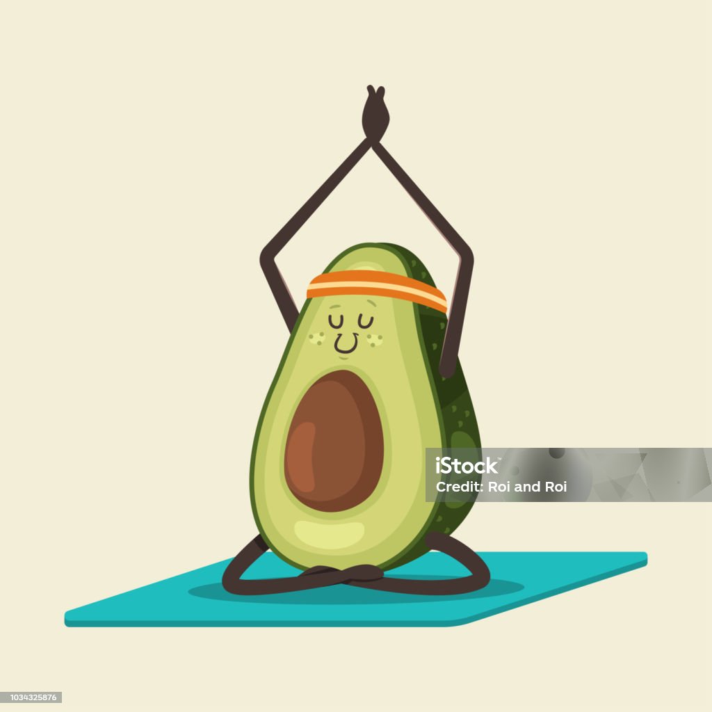 Cute Avocado In Yoga Pose Funny Vector Cartoon Fruit Character Isolated On  A Background Eating Healthy And Fitness Stock Illustration - Download Image  Now - iStock