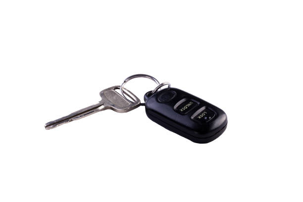 istock Old Car Key With Lock Unlock Control On White Background 1034326386