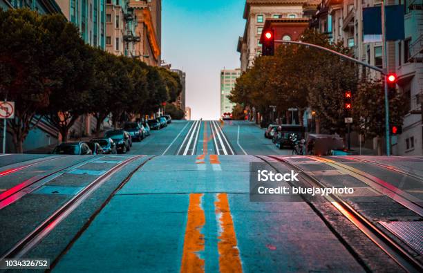 Famous California Street At Dawn San Francisco California Usa Stock Photo - Download Image Now