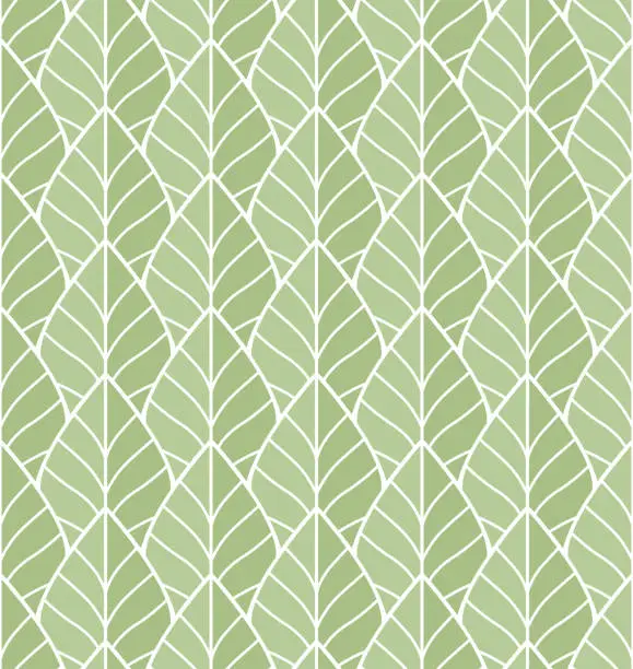 Vector illustration of Geometric green leaves vector seamless pattern. Abstract vector texture. Leaf background.