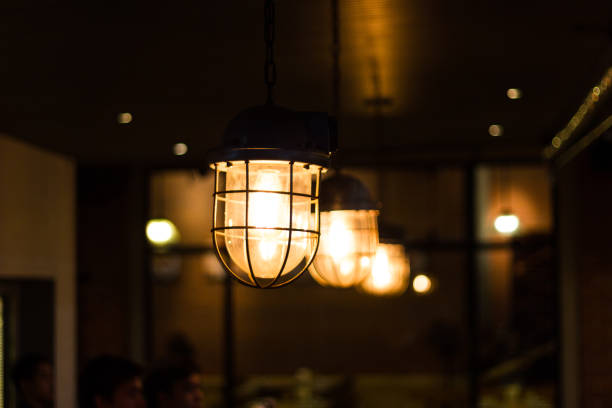 istock beautiful Retro style lighting decor bulb decor in restaurant 1034338328