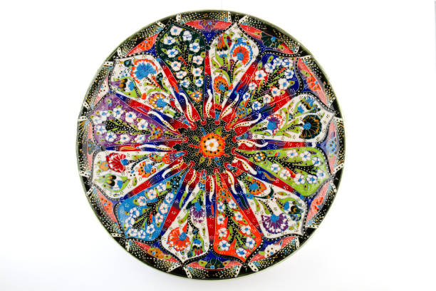 Ancient traditional Turkish painted dish close-up