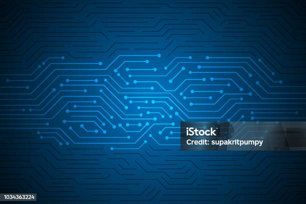 Abstract Technology Background Blue Circuit Board Pattern Stock Illustration - Download Image Now