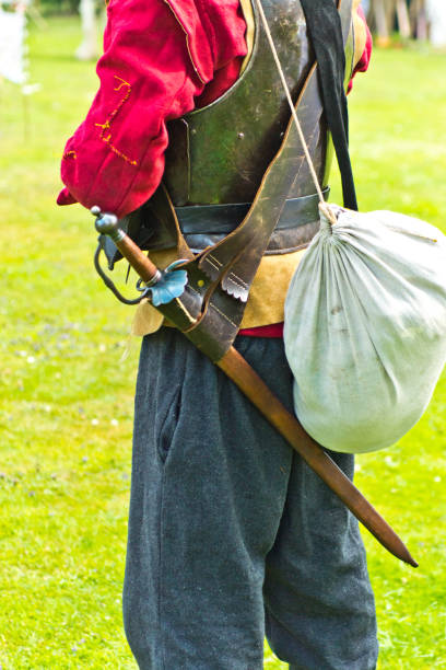English Civil War battle re-enactment group at a Cambridgeshire Village fete. The event was part of the Kimbolton Fayre and Classic car show at Kimbolton School, Cambridgeshire. There was no fee to see the parade by the troops.