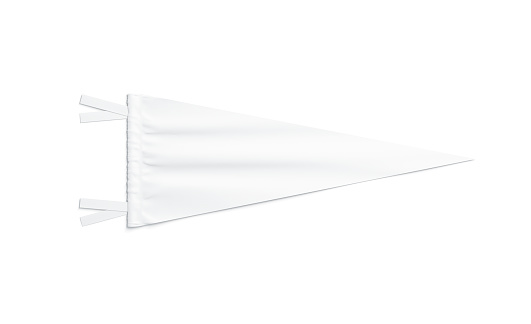 Banderín triangular blanco en blanco imitan para arriba, aislado photo