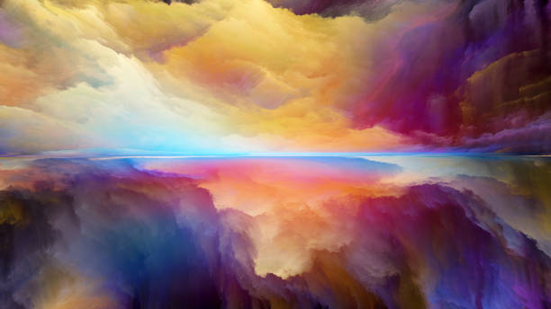 energy of abstract landscape - fantasy imagens e fotografias de stock