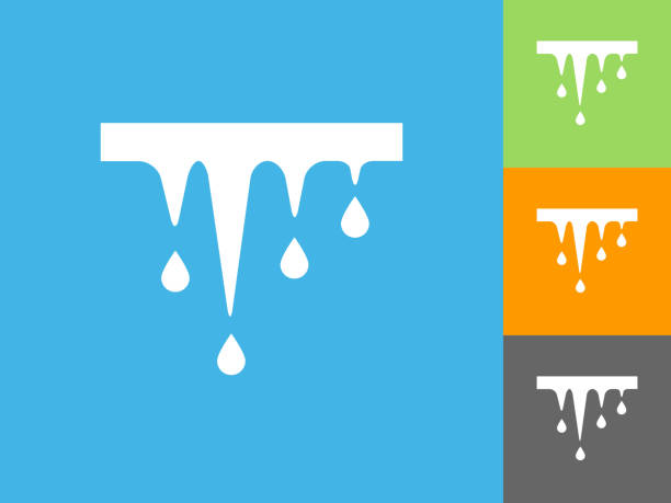 Melting Icicles Flat Icon on Blue Background Melting Icicles Flat Icon on Blue Background. The icon is depicted on Blue Background. There are three more background color variations included in this file. The icon is rendered in white color and the background is blue. icicles melting stock illustrations